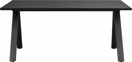 Spisebord Rowico Carradale sort i massivt egetræ & V-formet metalstel, 170Ã100Ã75 cm, udvidbart